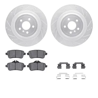 R1 Concepts WGYH1-63134 eLINE Rotor - Drilled & Slotted - Silver W/ Semi-Met Pads